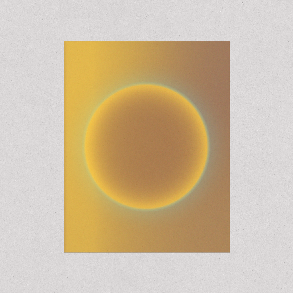 Yellow and gold circular abstract geometric art print with a luminous gradient background - Solar N°1 by The Green Pickle